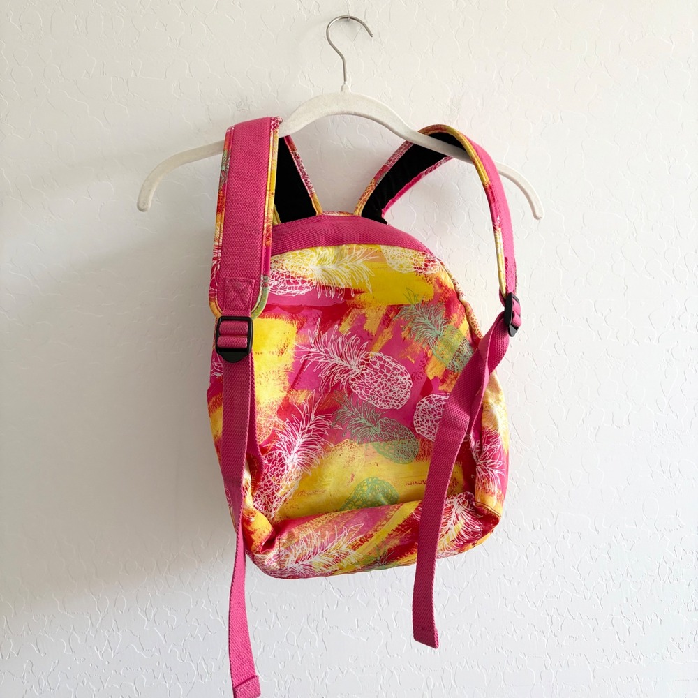 Kipling Small Backpack Pink Yellow Pineapple Trop… - image 3